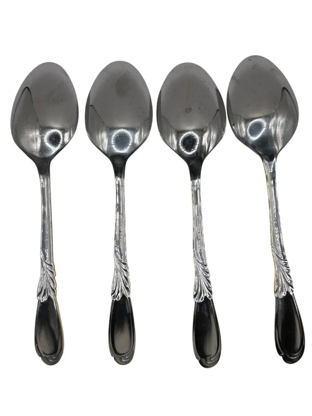 Retroneu Linda Stainless Steel Gold Accent Soup Spoons Set Of 4 Made In Korea
